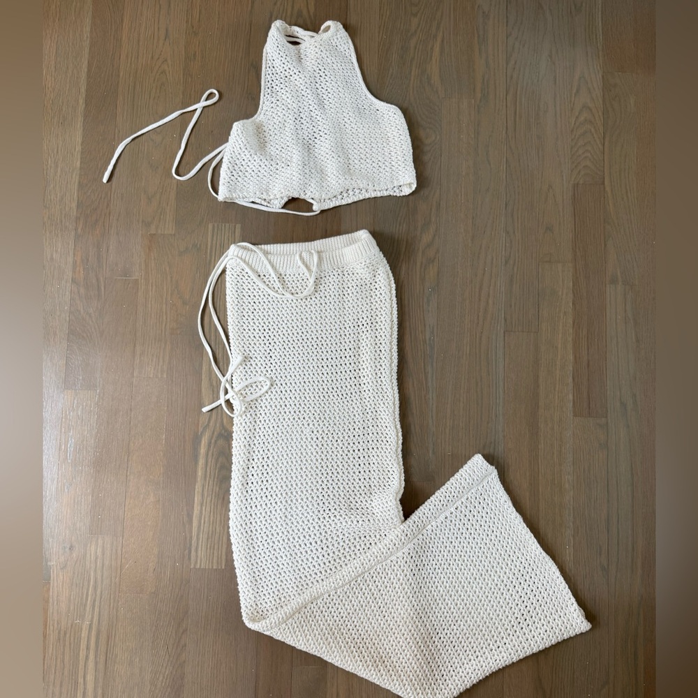 Meshki Ivory Knit Set beach cover up 2 piece